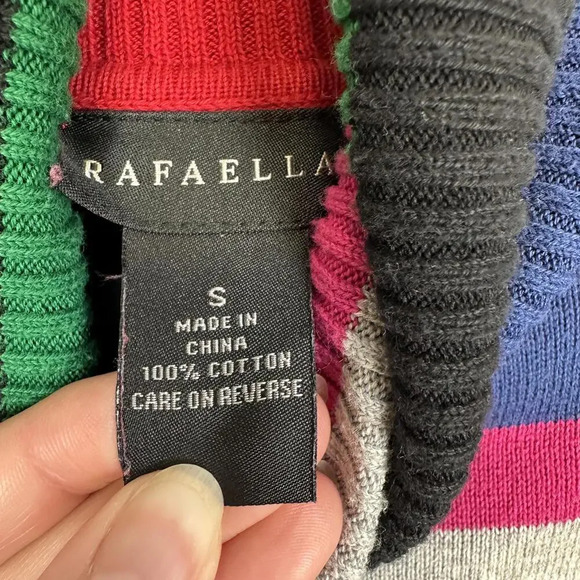 Vintage Y2K Turtleneck bold striped long sleeve cropped sweater SIZE S - Picture 4 of 5